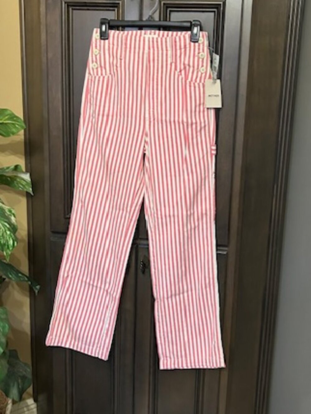 MOTHER 100% Cotton Candy The SeaFarer Hover Striped Ankle Pants